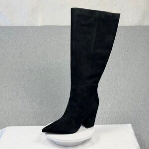 Nine West Adera-WC Black Faux Suede Wide Calf Knee High Boots 8.5M